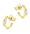 Shining Curved With CZ Stone Silver Ear Stud STS-5316